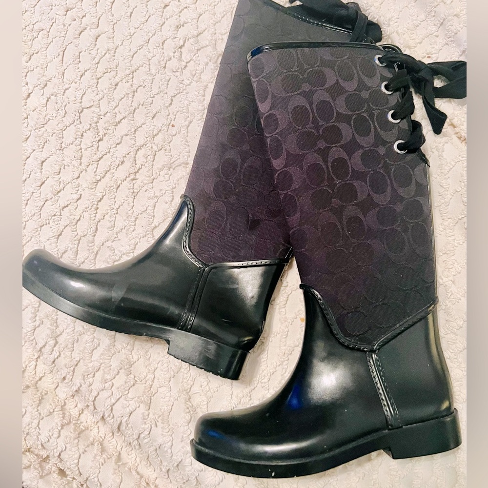 Black monogram Coach wellie rainboots- Size 6